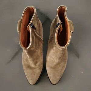 Penelope Chilvers Women's Tan Brown Suede Pointed Toe Side Zip Ankle Boots 40/9